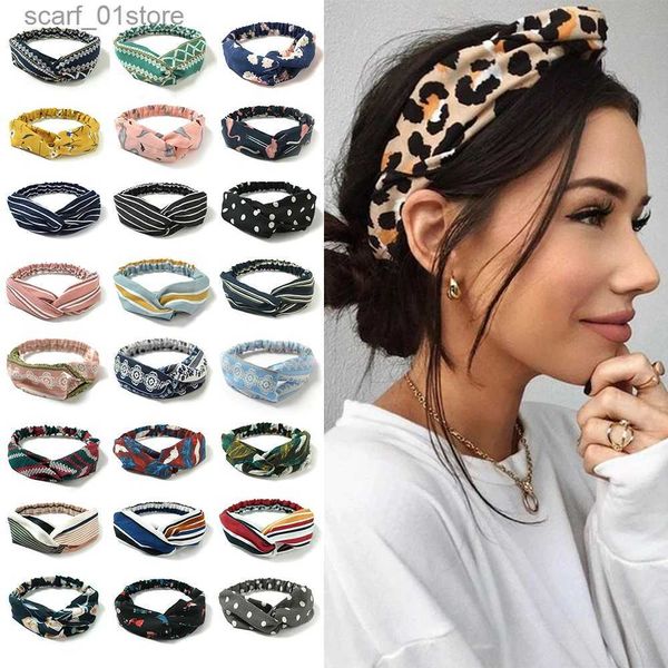 Accesorios para el cabello Accesorios para el cabello Nuevo estampado Nudo Diadema para mujer Vintage Haiand Girls Headwear Diadema de leopardo Accesorios para el cabello vestido Regalo lazos para el cabello scrunchieL231214