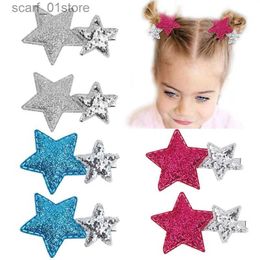 Hoofddeksels Haaraccessoires Oaoleer 2 stks/partij Leuke Zilveren Ster Haarclip Voor Kinderen Meisjes Roze Glitter Haarspelden Haarspeldjes Kind Hoofddeksels Haaraccessoires GiftL231214