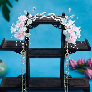 Couvre-chef Accessoires pour cheveux Gland Floral Bandeau Chinois Hanfu Fée Perle Bandeaux Diadèmes Vintage Mariage Diadème Coiffe Bijoux 231207