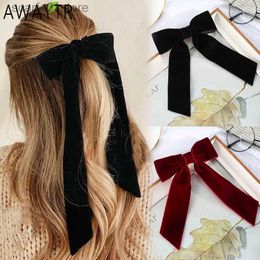 Hoofddeksels Haaraccessoires Vintage Grote Grote Fluwelen Strik Haarspelden Haarspeldjes Voor Vrouwen Meisjes Bruiloft Lang Lint Koreaanse Haarclip Hairgrip HaaraccessoiresL231214