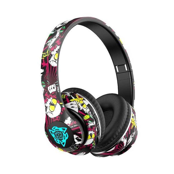 Auriculares Bluetooth con diadema, auriculares inalámbricos con Graffiti, nuevos auriculares luminosos estéreo para música, auriculares luminosos 24ELA