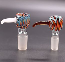 Narguilés Heady verre coloré fumer bol 14mm 18mm mâle avec poignée belle diapositive pour barboteur et cendrier bong bols