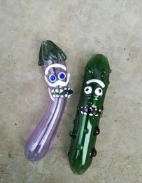 Heady aubergine tabak Handpijpen Grappige Augurk Roken Glazen Pijp Komkommer kleurrijke lepel Roken Accessoires voor Water Glazen Pijp Bongs LL