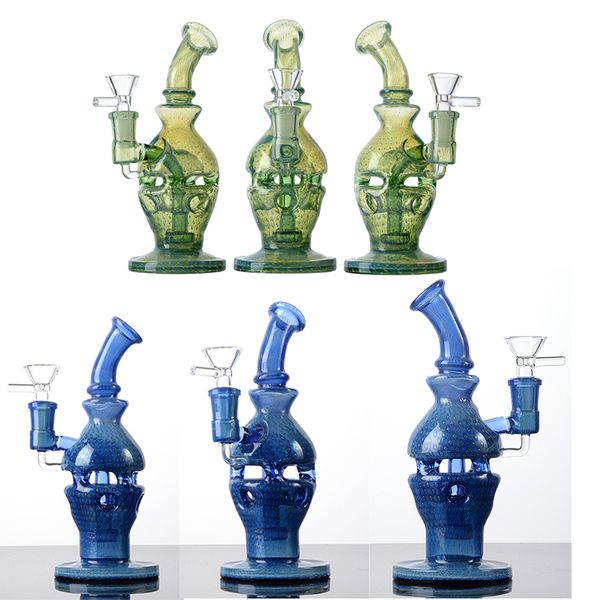 Heady Glass Blue Green Hookahs 14 mm Conjunto femenino Accesorios para fumar Cabezal de ducha por Faberge Egg Glass Unique Bong Percolator Oil Dab Rigs con tazón WP2282