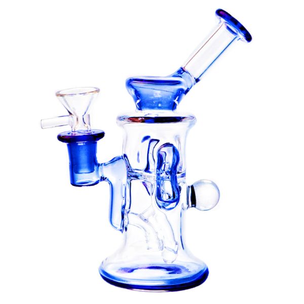 Bongs de vidrio embriagadores Hookah / 6.6 pulgadas Mini Recycler Dab Rig con tubería de agua de 14 mm