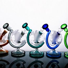 Bangs en verre capiteux Narguilé / 6,6 pouces Atlas Globe Oil Rig 14mm Bong Water Pipe