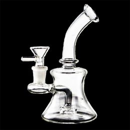 Bangs en verre capiteux Narguilé / 6 pouces Simple Scientific Mini Plate-forme de Dab d'huile en verre avec conduite d'eau Bong de 14 mm