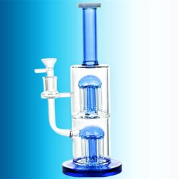 Bangs en verre capiteux Narguilé/Narguilé en verre filtré double couche, conduite d'eau, pipe et ensemble pour fumer 11 pouces