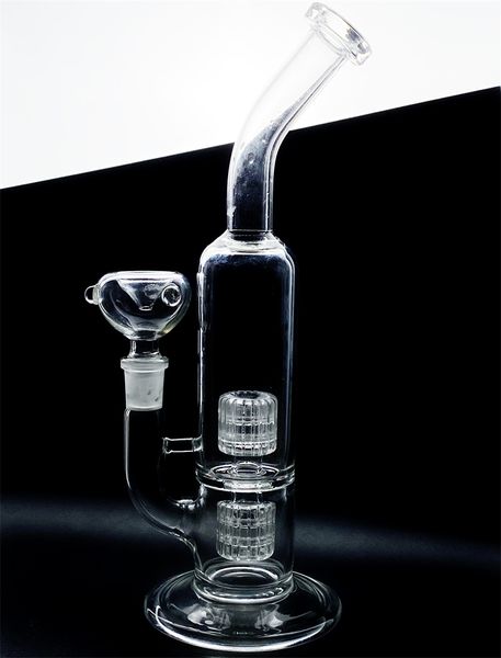 Bangs en verre capiteux Narguilé / Bang en verre narguilé Courant de Foucault Double Cage Percolateur Tube Narguilés Dab Rig Plate-forme pétrolière Mobius Matrix Sidecar Wate Bongs Bubbler