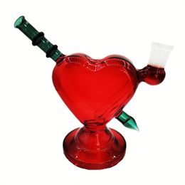 Bangs en verre capiteux Narguilé / Pipe à eau en verre en forme de coeur