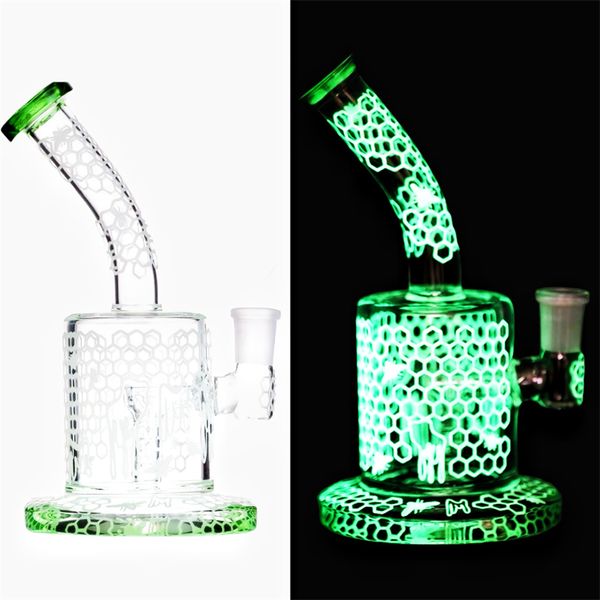 Bongas de vidrio con cabeza Hookah/High Glass Hookah, tubería de agua, tubería de agua, efecto brillo de panal