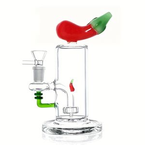 Bangs en verre capiteux Narguilé/Pot de narguilé en verre de haute qualité, cheminée de conduite d'eau en forme d'aubergine et de piment, 7 pouces