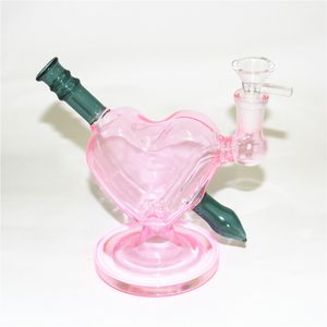 Heady Glass Bongs Hookahs Oil Dab Rigs 14mm vrouwelijk gewricht met kom hartvorm waterleidingen bubbel asvanger