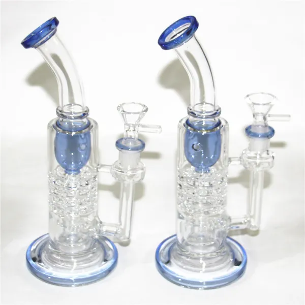 Cabeza de vidrio con cabeza recicladora Bubbler Bong Hookahs Tuberías de agua Percolator Percolator Oil Dab Rigs de 14 mm Junta con tazón