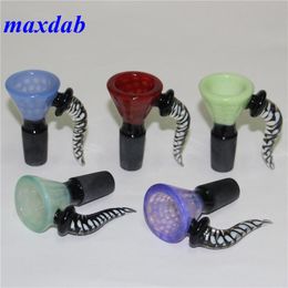 Bol en verre pour narguilé Accessoires pour fumer du tabac 10mm 14mm 18mm Bols capiteux avec poignée pour bang en silicone Pipe à eau dab rig attrape-cendres