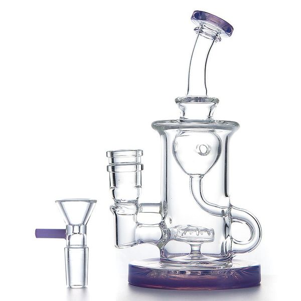 Narguilés en verre Heady Pomme de douche Pec Huile Dab Rigs Klein Recycler Tuyaux d'eau Torus avec bol en verre Bongs XL-2071