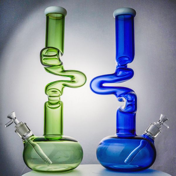 17 pouces Unique Tuyau Courbé Huile Dab Rigs Verre Bong Narguilés 7mm D'épaisseur 18mm Joint Femelle Avec Bol Diffus Downstem Tuyaux D'eau LXMD20103