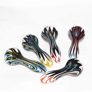 Heady Glass Smoking Pipes Lepel Handpijp voor droog kruid Pyrex Oil Burner Smoke Accessoires Siliconen Nectar