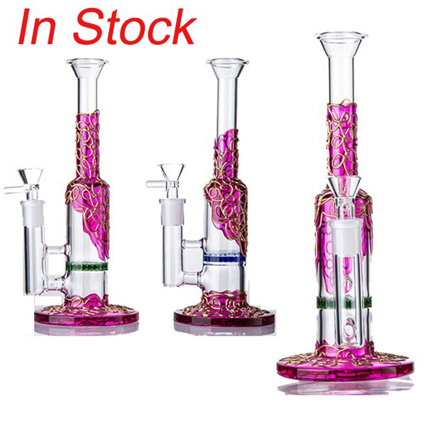 Heady Glass Water Bongs 9inch Hookahs Charm Purple Oil Rig peigne Perc Dab Rigs 14mm Femelle Nid D'abeille perc Narguilé Conduites D'eau Pipe À Eau