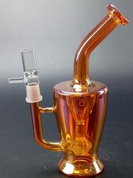 Heady Glass Water Pipes Hookahs Amber Color Bong Inline Perc 8inch 14mm Joint voor roken accessoires