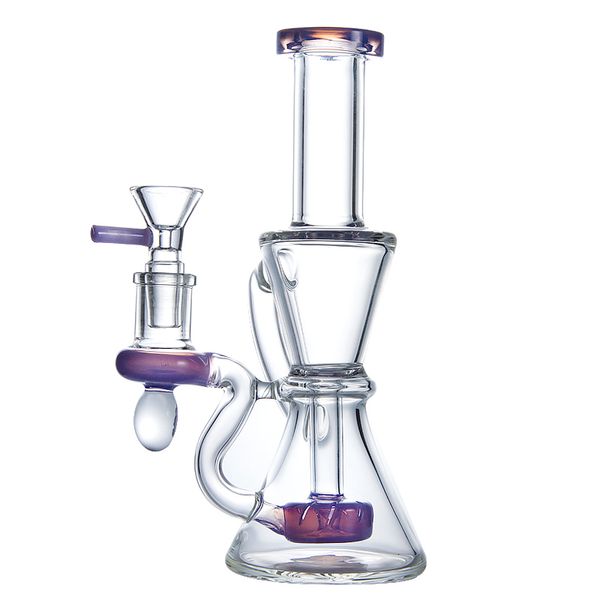 Heady Green Purple Glass Bongs Cabezal de ducha Perc Hookahs Klein Recycler Dab Rigs Dab Tools Accesorios para fumar 14 mm Bong femenino con tazón