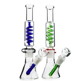 Hoofdstukige waterpijpen 11 inch glazen bongen rechte buis condensor spiraal olie dab rig diffused downstem waterleiding beker bong freezable