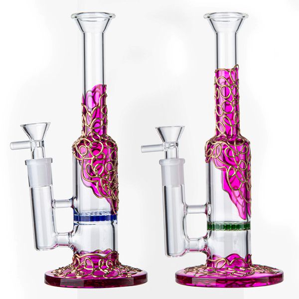 Heady Pyrex Verre Bong Narguilés Tube Droit Conduites D'eau Beecomb Perc Percolateurs Bongs 14mm Femelle Joint Huile Dab Rigs Avec Bol