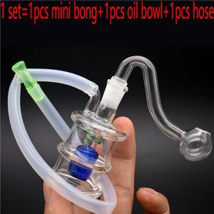 Heady Small Hookahs Mini Water Pipes Unique Glass Water Oil Rigs Bongs With 10mm glass oil rig Bowl and silicone hose