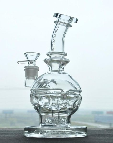 Embriagador Grueso Fab Huevo Tubería de agua Cachimbas Cráneo Vaso Dab Rig Bong Bola Reciclador Vidrio Cuello doblado con hongo Matrix8377720