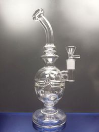 Glasbong Fab Egg Wasserpfeife Totenkopfbecher Dab Rig Bongs Recycler Glas gebogener Hals Ölbrenner Perkolator mit Kopf 14,4 mm Gelenk