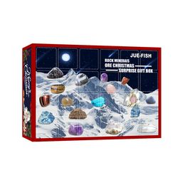 Calendrier de l'Avent en cristal de guérison 2021 Noël, roche, kit de minéraux fossiles, ensemble de jouets de compte à rebours de Noël cadeaux pour filles et garçons