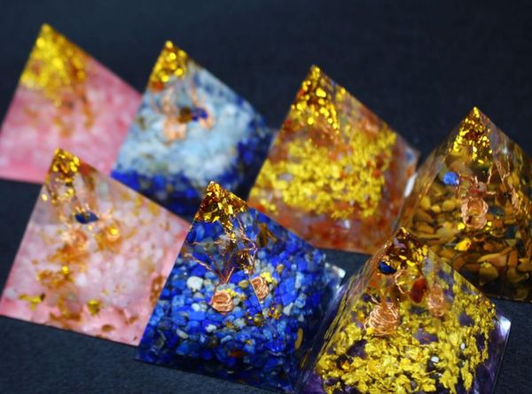 Pendentif géométrique Guérison Cristal Orgone Pyramide Pierre À La Main Résine Chakra Décoration De La Maison Générateur D'énergie Pour La Méditation Reiki B qylsDG