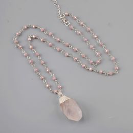 Guérison Crystal Femmes Natural Rose Quartzs Pendant Bohemian Gems Stone Collier Wholesale Dropship