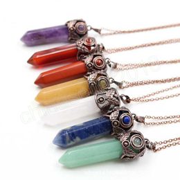 Halsketten mit heilendem Naturstein-Anhänger, spitz, sechseckig, Lapis, rosa, lila Kristall, roter Achate, Quarz-Pendulo für Damen und Herren