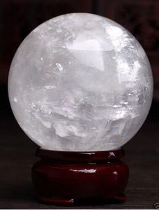 Genezing Sphere Magic Decoration Fine Gift 860-100mm + Stand Natural White Calcite Quartz Crystal Sphere Ball Healing Gem Stone