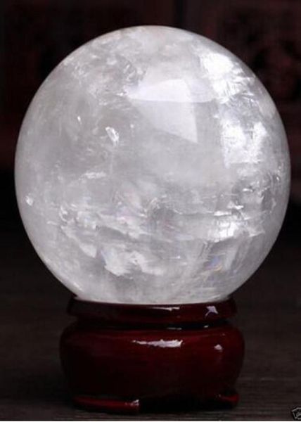 Sphère de guérison Decoration magique Gift Gift 860100mm Stand Natural White Calcite Quartz Crystal Sphere Ball Guérison Gérathe Stone2166622