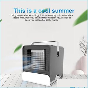 Gezondheid Gadgets Mini Air Cooler Desktop Portable ventilator USB Conditioner Negatieve ionbevochtiger Purifier met nachtlampje schip Drop Deli DH4LB