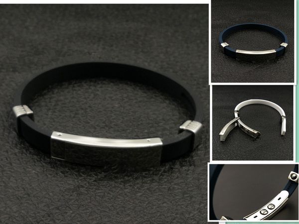 Bracelet jonc d'identification d'énergie magnétique de santé aimant en acier inoxydable en silicone noir bénéficiant de couleurs rouge noir blanc polies
