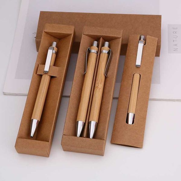 Ensemble de stylos en bambou créatif et respectueux de l'environnement avec stylos publicitaires mobiles qui peuvent imprimer le point de bille en bois en bois
