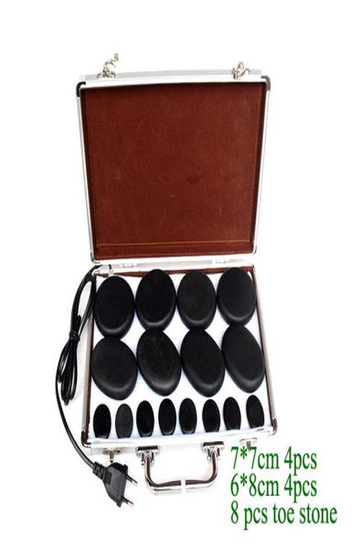 Life Healthy 16pcs Set Massage Stones Massage Lava Stone Natural Stone Set Spa Rock Basalte Basalte avec chauffage Box8351107