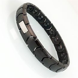 Gezonde therapie pijnverlichting magnetische heren polsband glanzend zwart / wit keramische armbanden mannelijke armband sieraden cadeau voor hem 211124