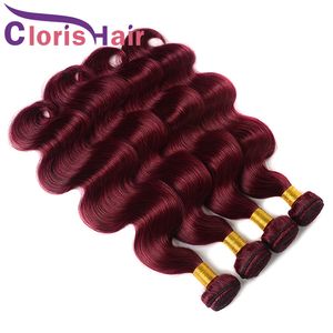 Gezonde Tips Wijn Rood Haar Weefsels Raw Virgin Indian Body Wave Menselijk Haar Bundels Deals Drop Shipping 3pc 99J Bourgondië Gekleurde Tissage Weave