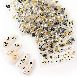 30 autocollants de style art nail 3D Black Gold Flowers Butterfly Press on Nails Foil Accessoires Charmes Manucure Supplies Décorations Nail Artstickers décalages nail art