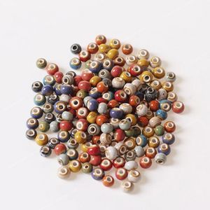 100 pièces de perles rondes en céramique de 6mm 8mm, perles de trou pour bricolage, perles en porcelaine faites à la main, 10 couleurs pour la fabrication de bijoux, perles de bijoux à la mode ceramic porcelaine beads