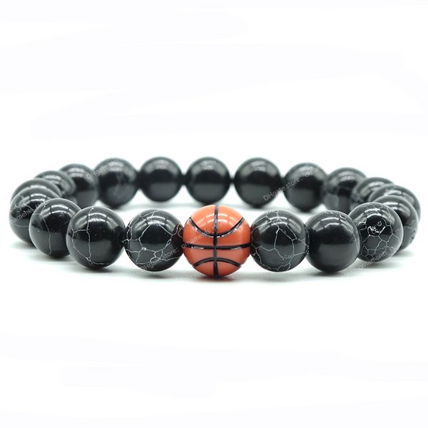 Pulsera de gimnasio minimalista para hombre, brazalete de baloncesto y fútbol para hombre, pulsera de piedra Natural de 10mm, cuentas, regalo de amor para novio, Pulseras, joyería de moda