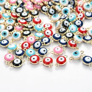 10/30 / 50pcs Metal Evil Eye Beads Charmes Multicolor Ematel Pendant Charm pour le bricolage Bracelet Bracelet Bijoux de la cheville Supplies Fashion Bijoux BIEL