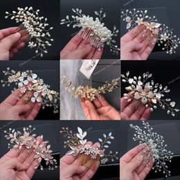 Accesorios para el cabello nupcial Peales de cristal Peines para el cabello Pinzas para el cabello de boda Accesorios Joyería Adornos para el cabello hechos a mano para mujeres Tocados Joyería de moda