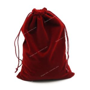 2 unids/lote 15x20cm bolsa de terciopelo rojo oscuro bolsa de joyería grande pulsera bolsas de embalaje de joyería de caramelo bolsa con cordón de boda bolsa de regalo accesorios de joyeríaEmbalaje de joyería