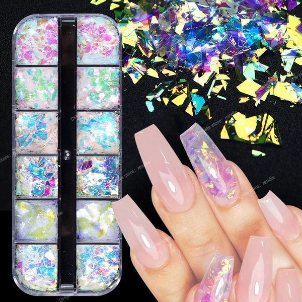 Décorations d'art d'ongle de paillettes irisées AB paillettes holographiques irrégulières sirène manucure flocons fournitures d'ongles pour les professionnels Nail Art strass