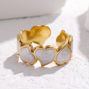 Hart 14k Gouden Ringen Voor Vrouwen Olie Drip Open Paar Ringen Bruiloft Sieraden Gift Bijoux Femme